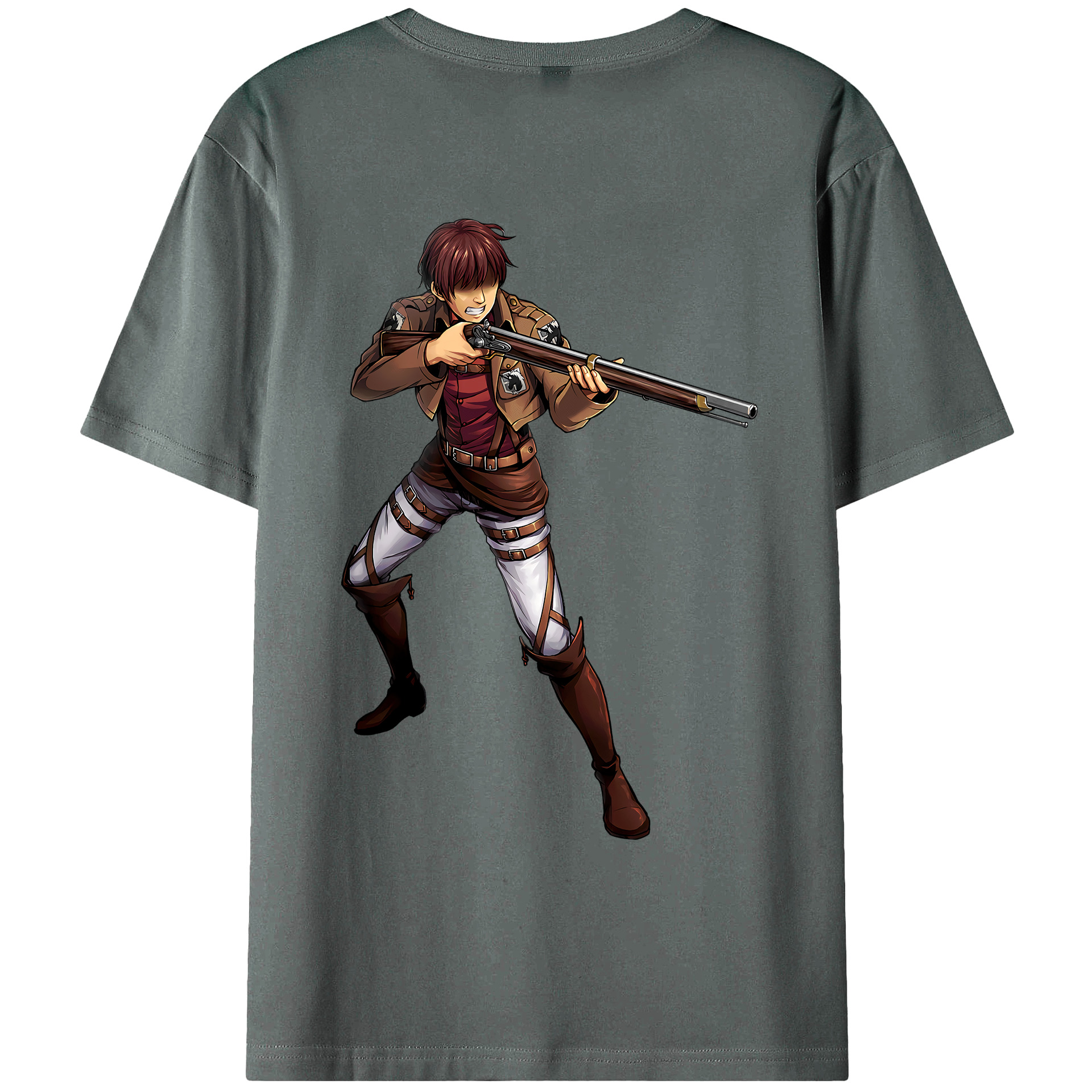 （画像用） 進撃の巨人 Attack on Titan 綿100％ メンズ半袖Tシャツ（バックプリント） 通気性